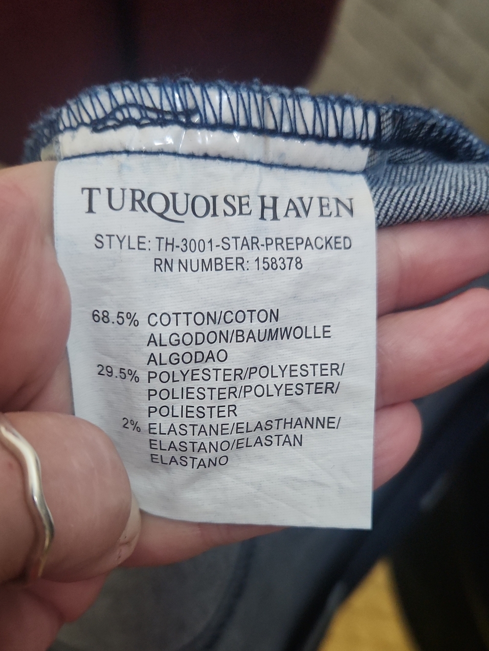Turquoise Haven Women’s Star Print Cropped Denim Jacket - Navy - Picture 8 of 9